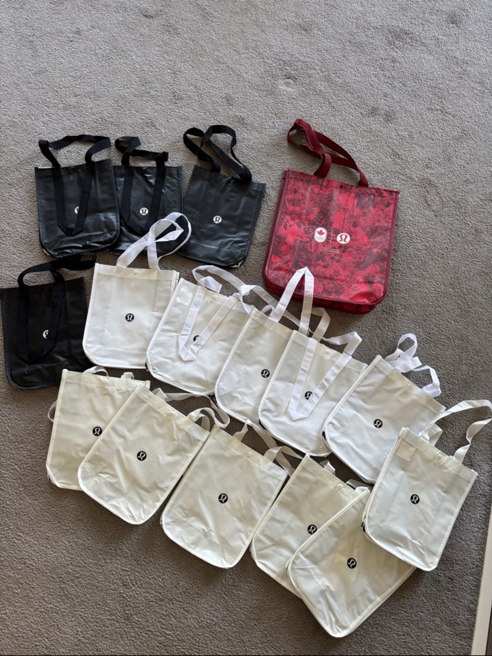 lululemon athletica Reusable Tote Bags in White, Black, Red